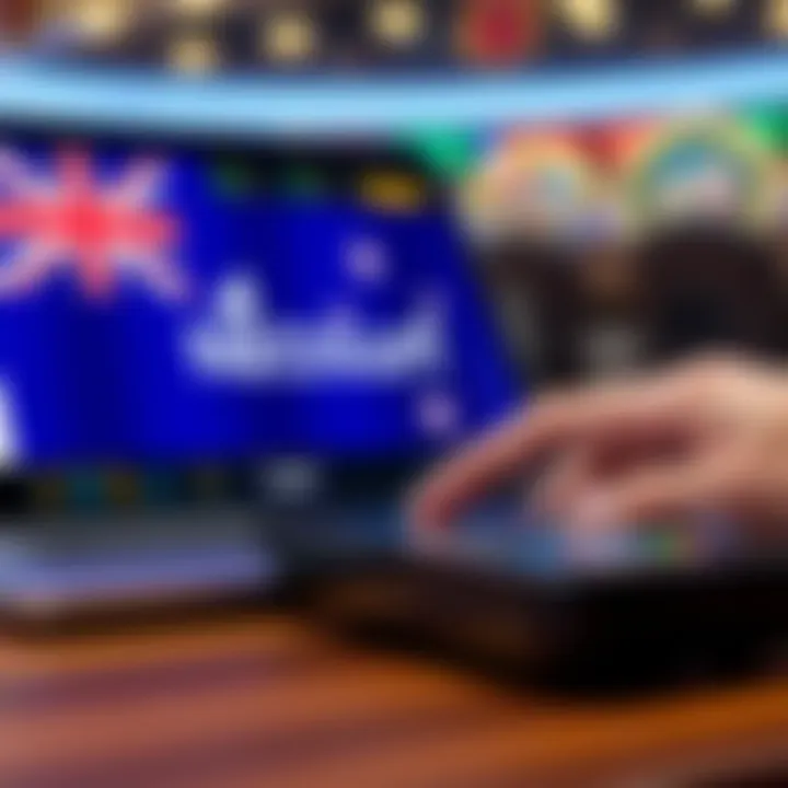 Secure online payment transaction with Neosurf on a digital device showing Australian flag