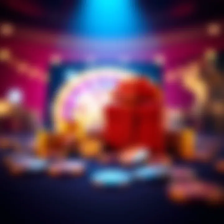 No deposit bonus concept showing virtual casino tokens and a gift box symbolizing rewards