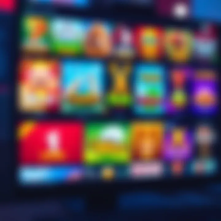 Colorful assortment of online casino games displayed on a computer screen
