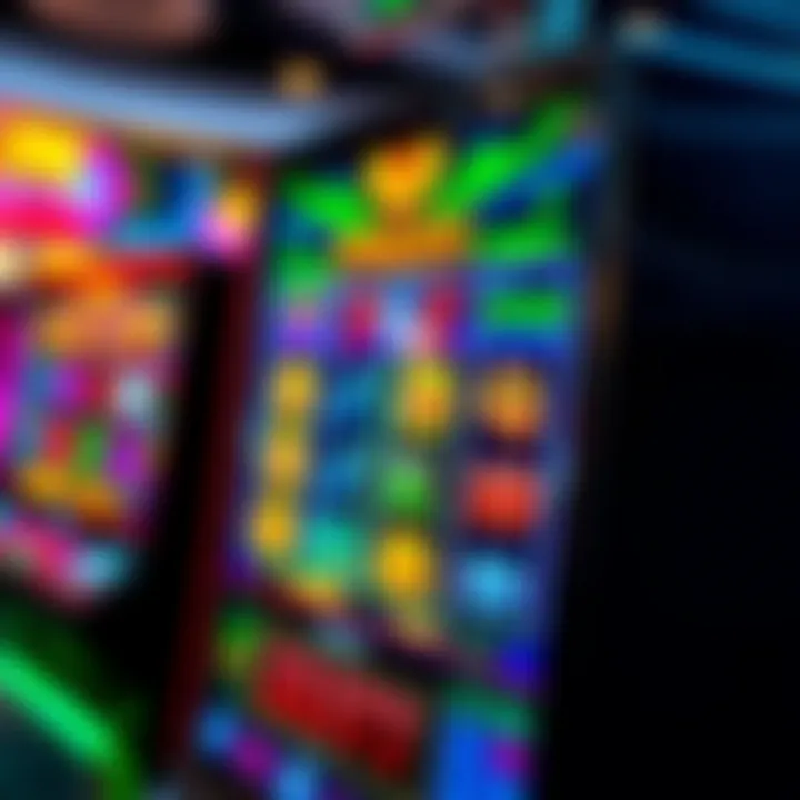 Colorful online slot machine with vibrant symbols on a digital screen