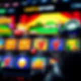 Online casino interface showcasing a variety of slot games with vibrant graphics