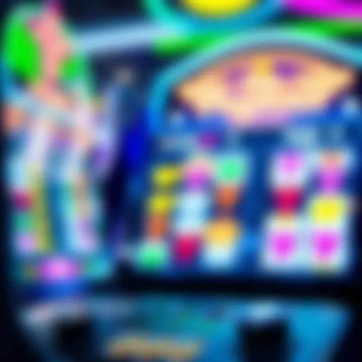 Bright online pokies game interface showing colorful reels and symbols