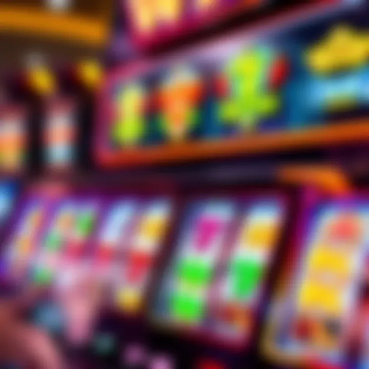 Bright online pokies game interface showing colorful reels and winning symbols