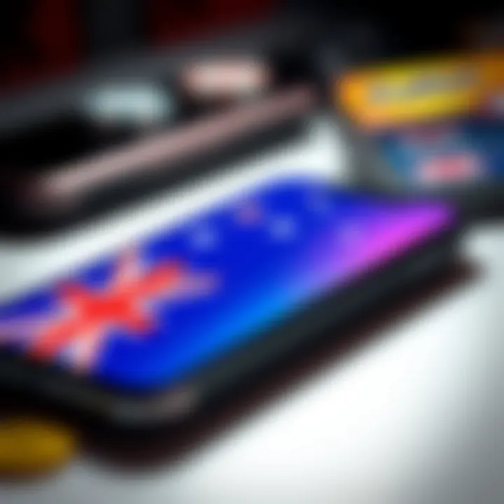 Secure digital payment options on a mobile device with Australian flag