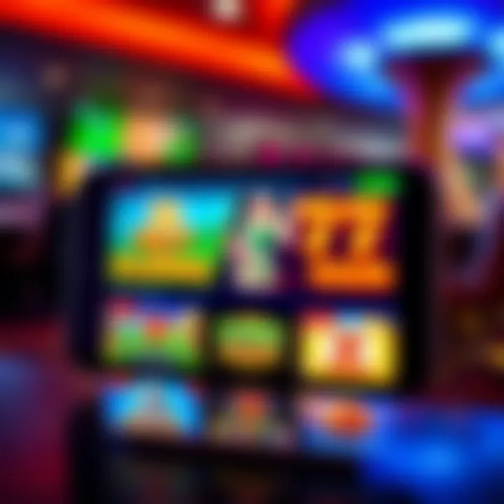 Pokie Mate Mobile Casino Game Variety Showcase Mobile phone displaying a vibrant online casino interface with various slot games