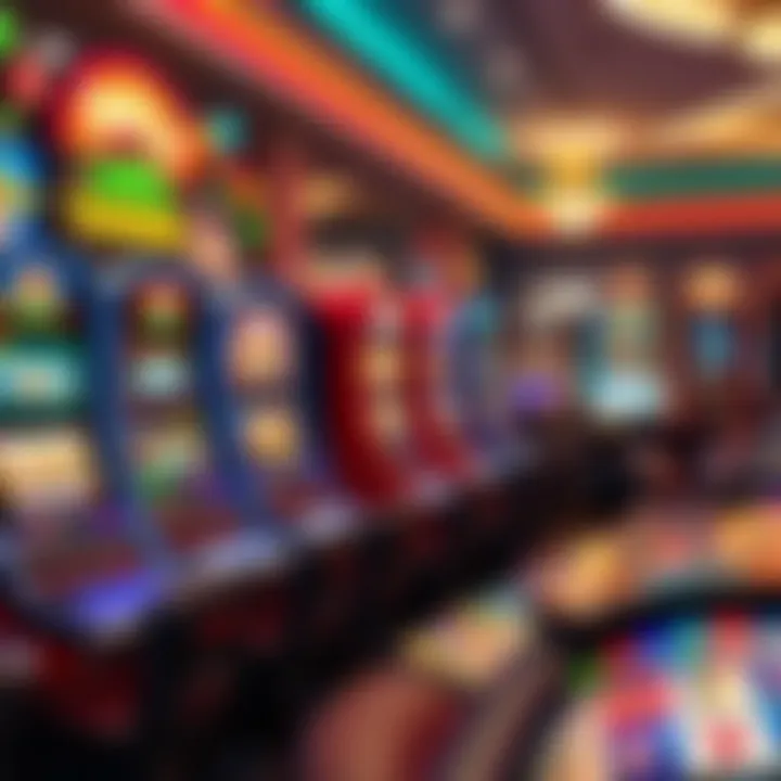 Colorful online casino game selection with slot machines and card games