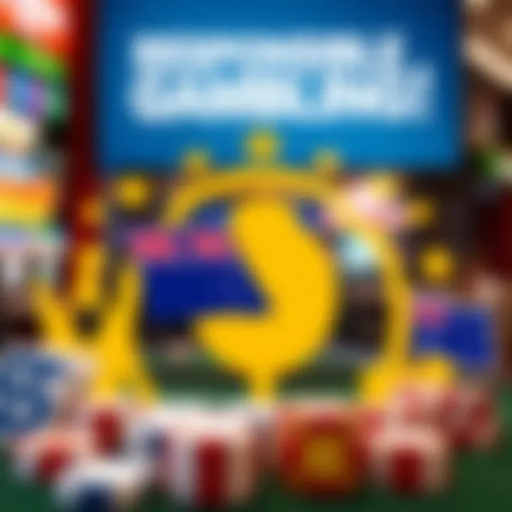 Graphic depicting responsible gambling concepts with Australian flag elements and icons symbolizing safe betting practices