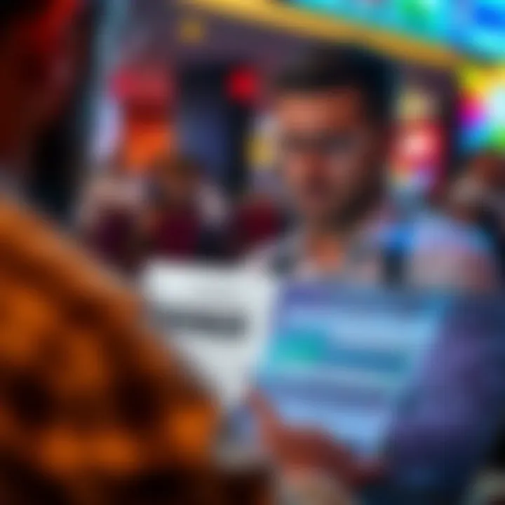 Illustration of a player reviewing bonus terms and conditions on a digital device