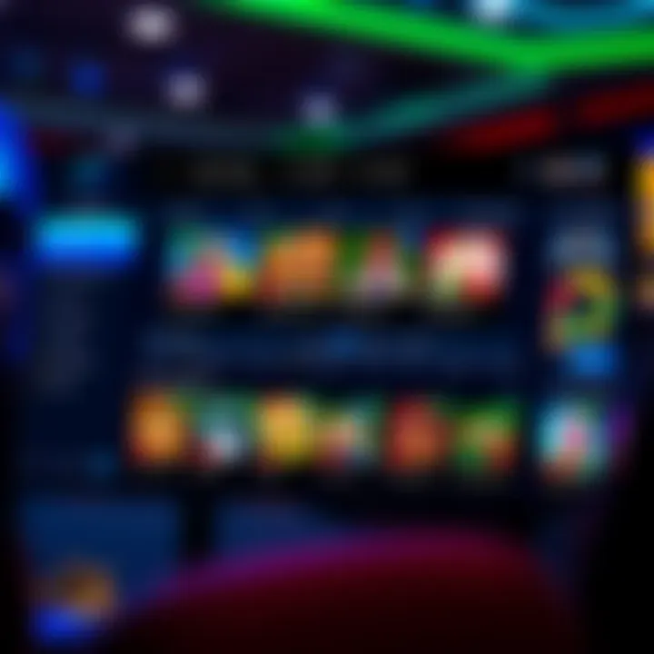 Interactive dashboard showcasing the Roo platform’s gaming options and navigation menu