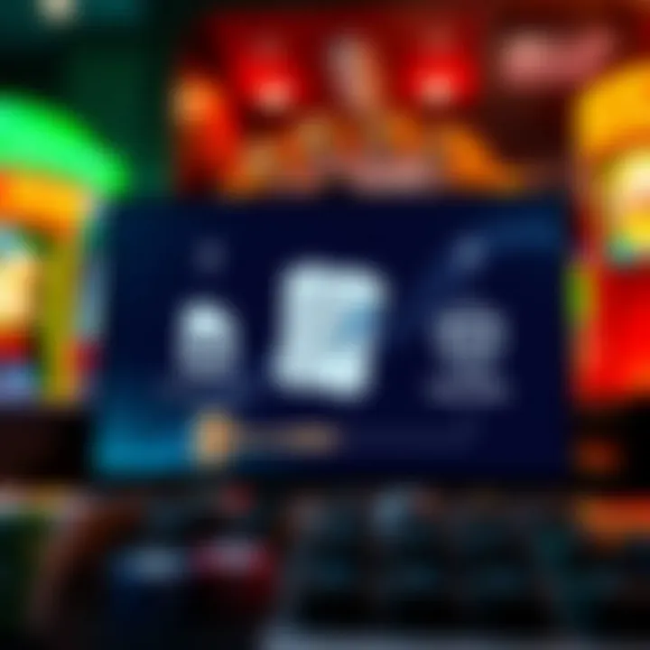 Illustration of a secure online gambling environment with symbols of legal documents and responsible gaming icons