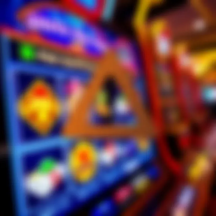 Warning symbol over a digital slot game interface representing risks of hacks