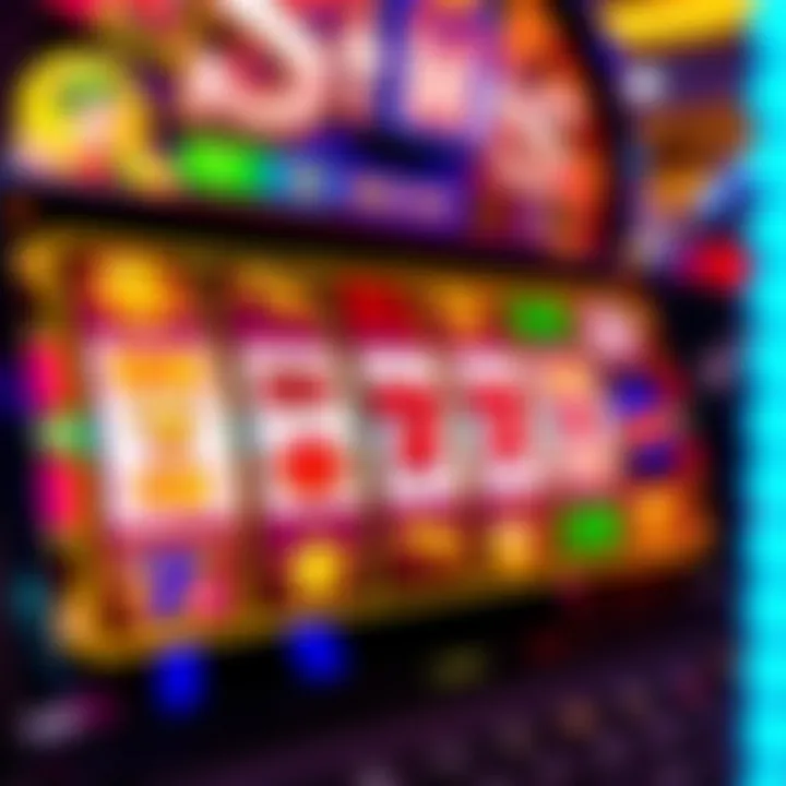 Colorful slot machine reels with jackpot symbols and winning combinations on a digital casino interface