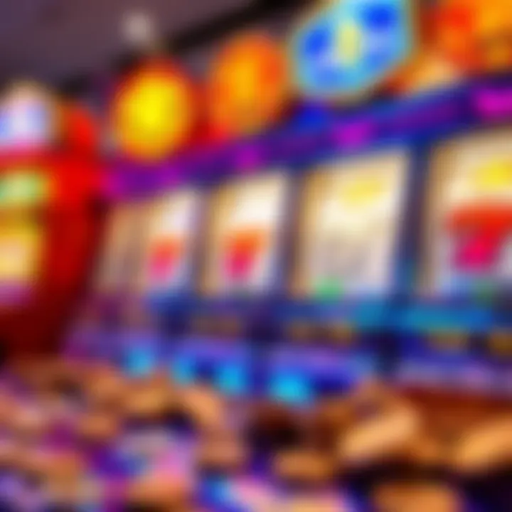 Colorful slot machine icons with coins and jackpot symbols
