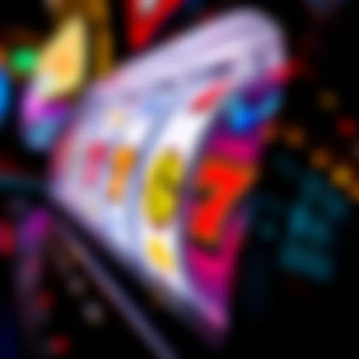 Illustration of spinning casino slot reels with vibrant symbols