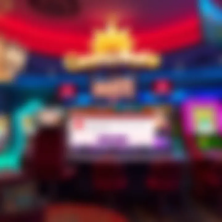 Digital illustration of a casino platform showing a connection error message