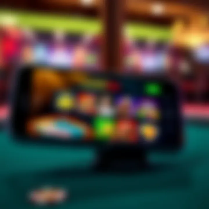 Mobile device displaying various casino games with secure connection icons