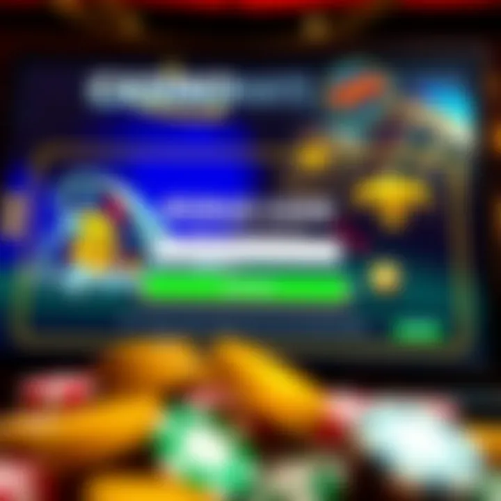 Illustration showing a digital casino interface highlighting bonus code entry field