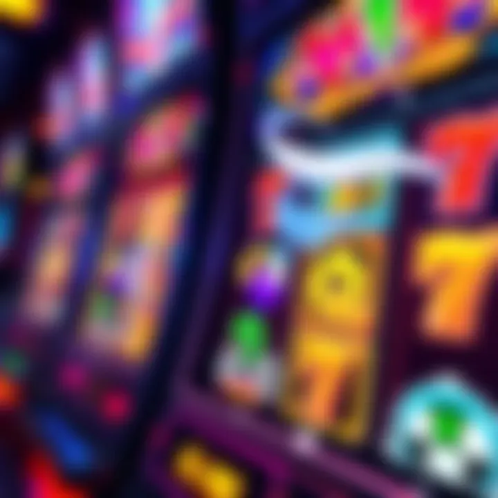 Colorful online slot machine with symbols spinning on screen