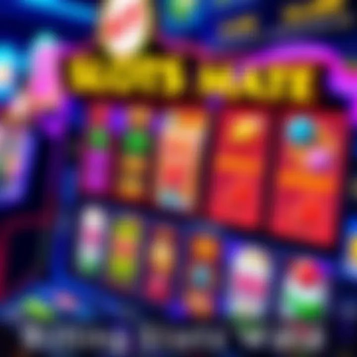 Colorful online slot machine interface with bonus symbols and spinning reels