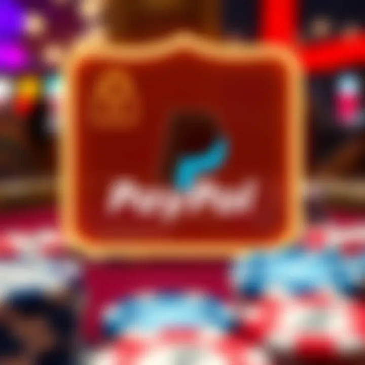 Graphic showing secure online transaction symbols and PayPal logo with casino chips around