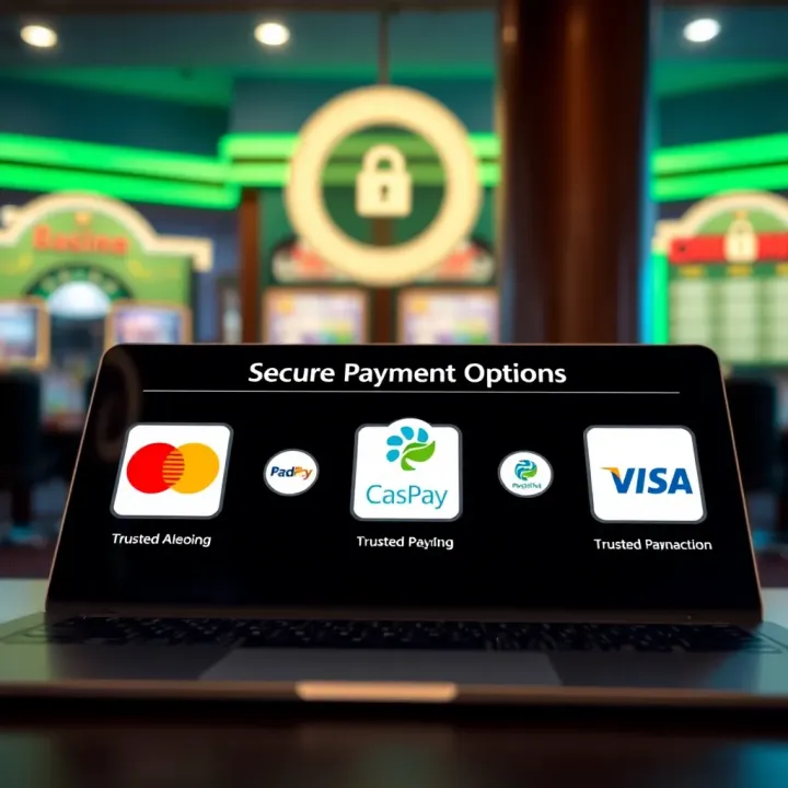 Secure Payment Options at Cash Mate Casino Illustration of secure online transaction symbols representing trusted payment methods