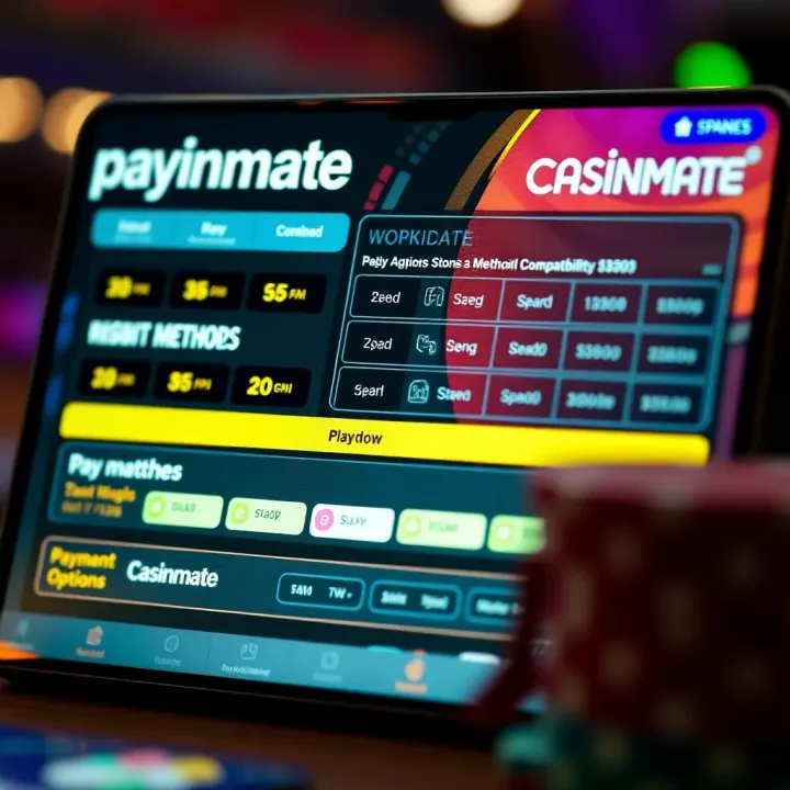 Visual representation of payment methods and mobile compatibility features on Casinmate platform