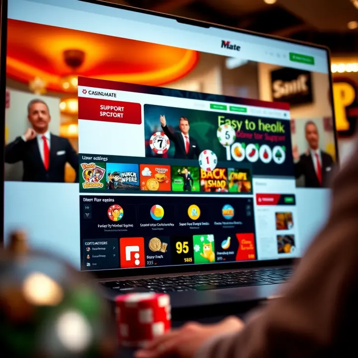 User-friendly casino website layout showing easy navigation and support options