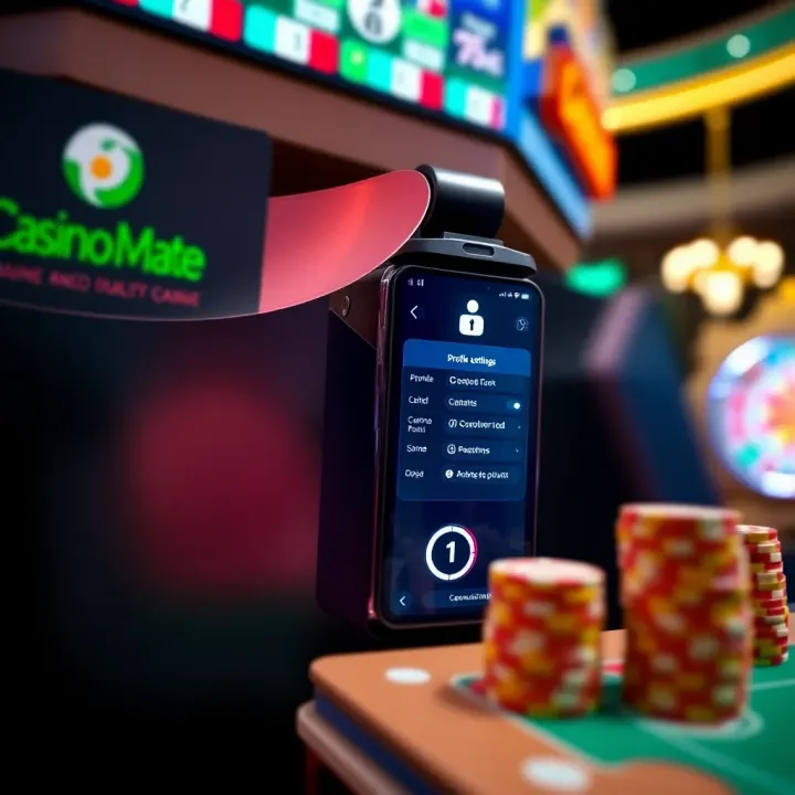Secure account management panel showing profile settings and security options on Casino Mate platform