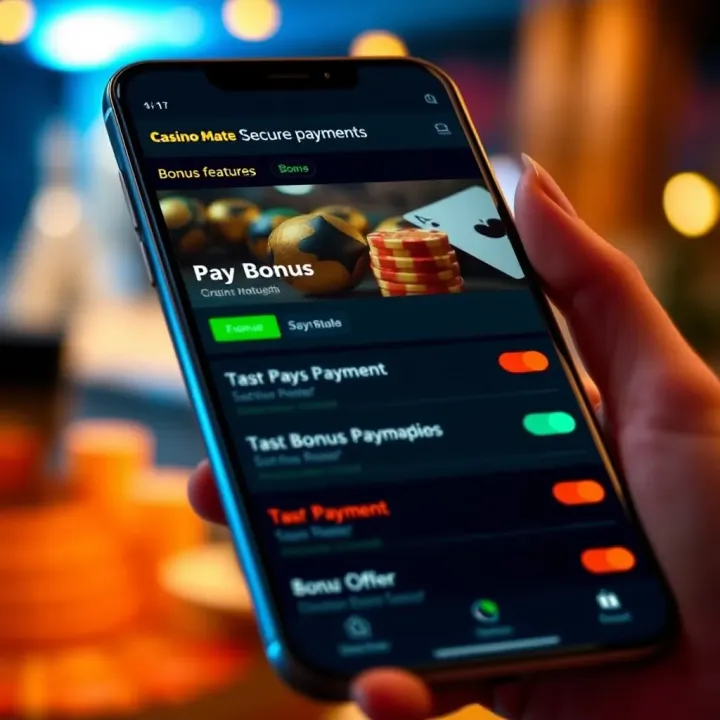 Secure payment options and bonus offers displayed within Casino Mate Android application