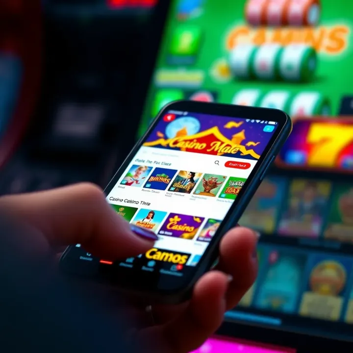 Mobile phone displaying Casino Mate Australia game selection interface with various casino games