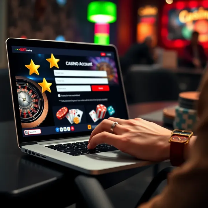 User interacting with Casino Mate Australia website on a laptop showing registration form