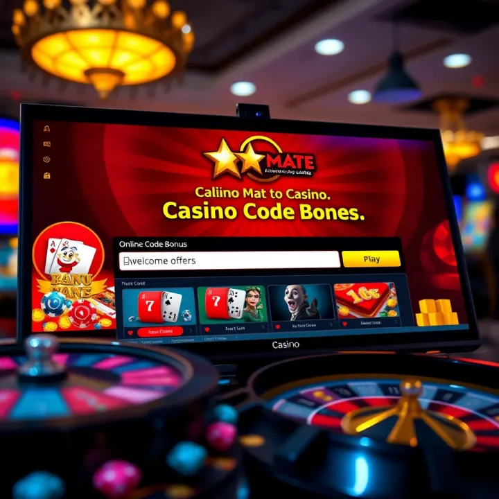 Online casino interface displaying bonus code input and welcome offers