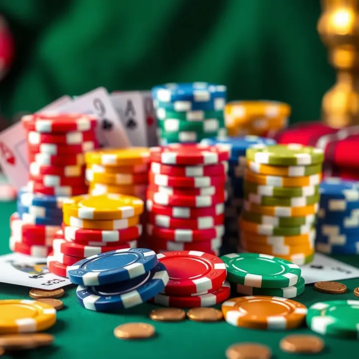 Colorful casino chips and cards representing a variety of bonus offers available at an online casino