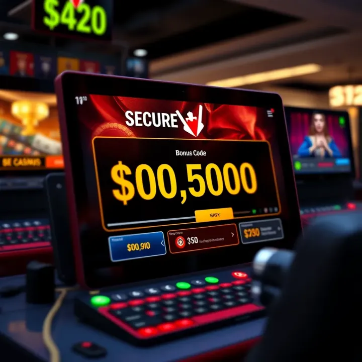 Safe and secure online casino interface highlighting bonus code entry