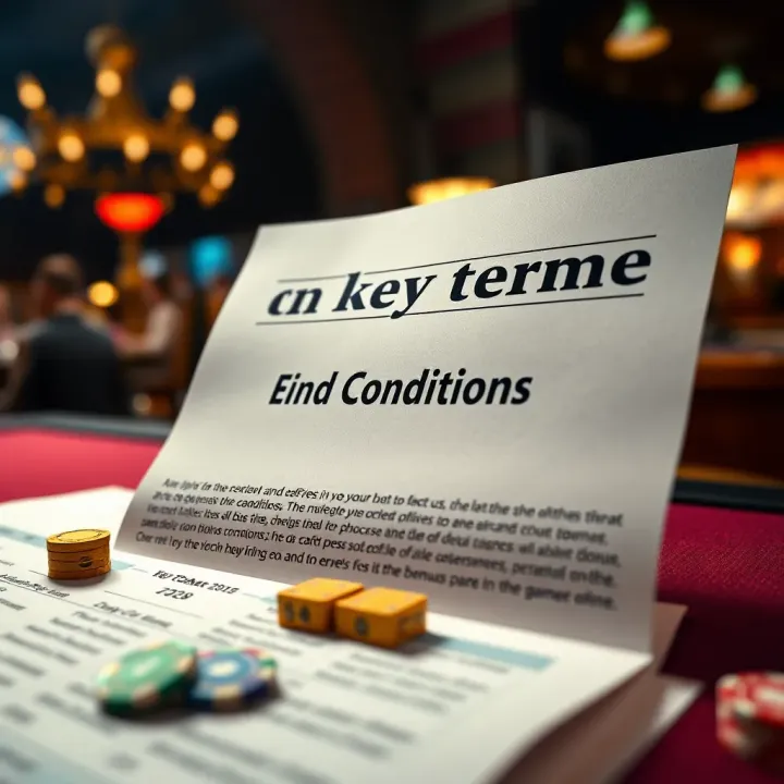 Illustration of key terms and conditions document for casino bonuses