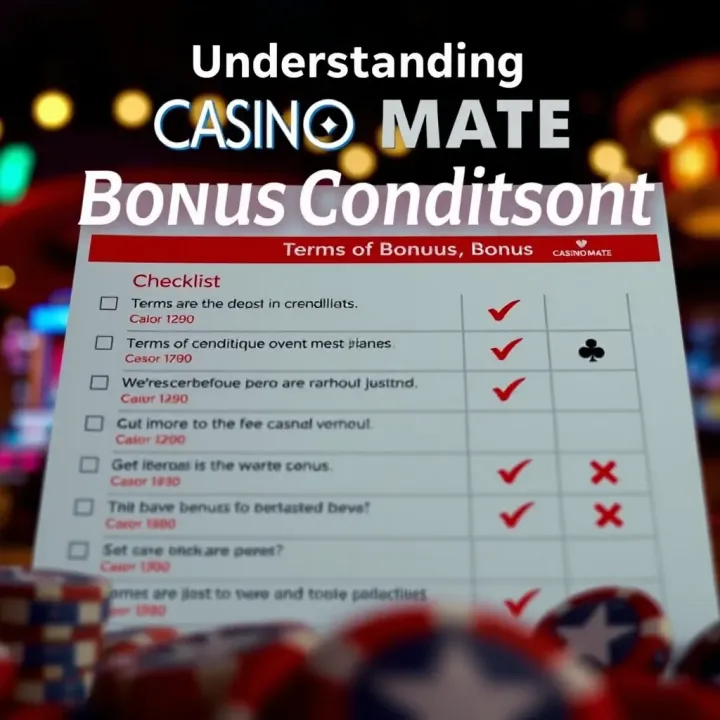 Graphic depicting terms and conditions checklist for online casino bonuses