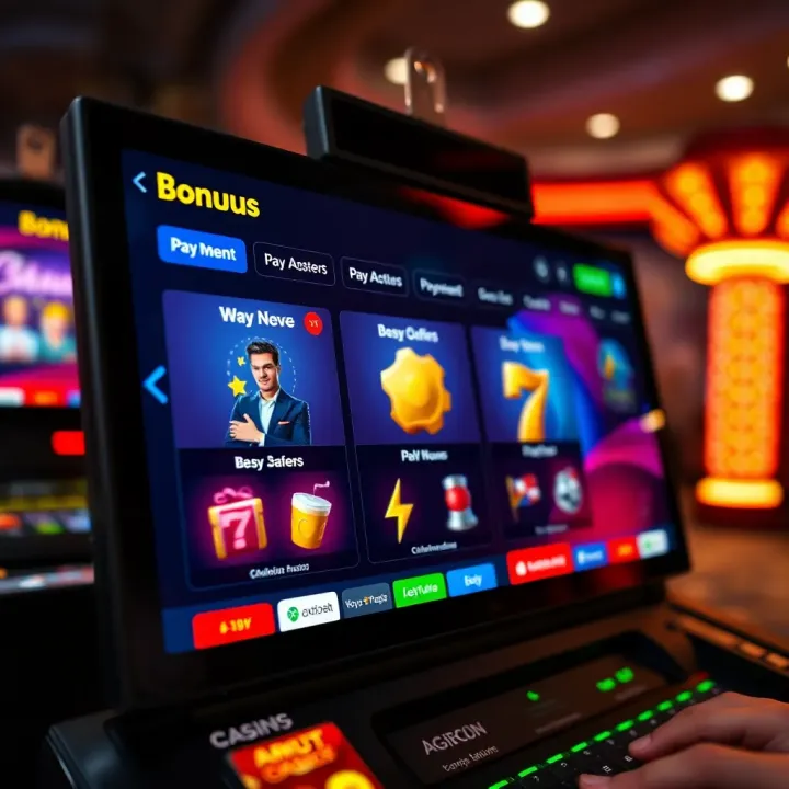 Digital interface displaying secure payment methods and vibrant bonus offers tailored for Australian players