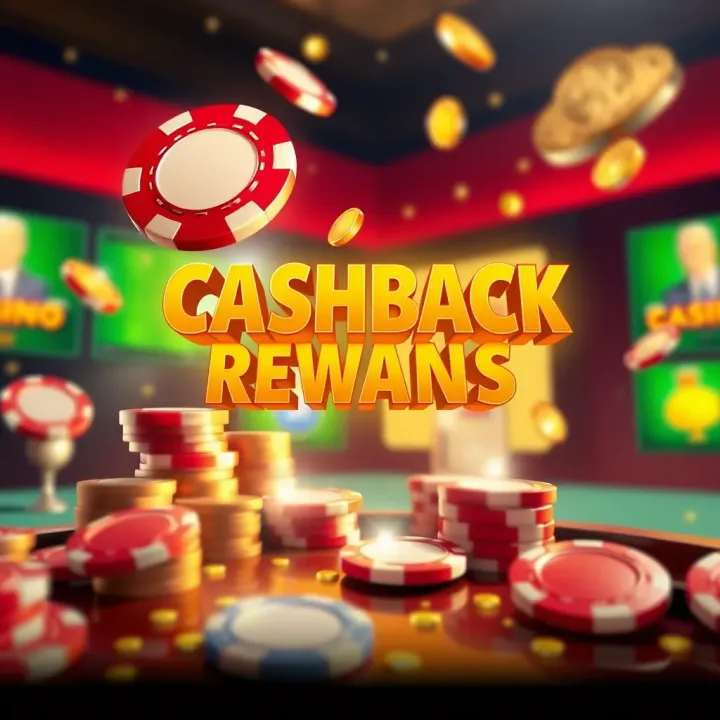 Illustration showing cashback concept with casino chips and coins returning to player