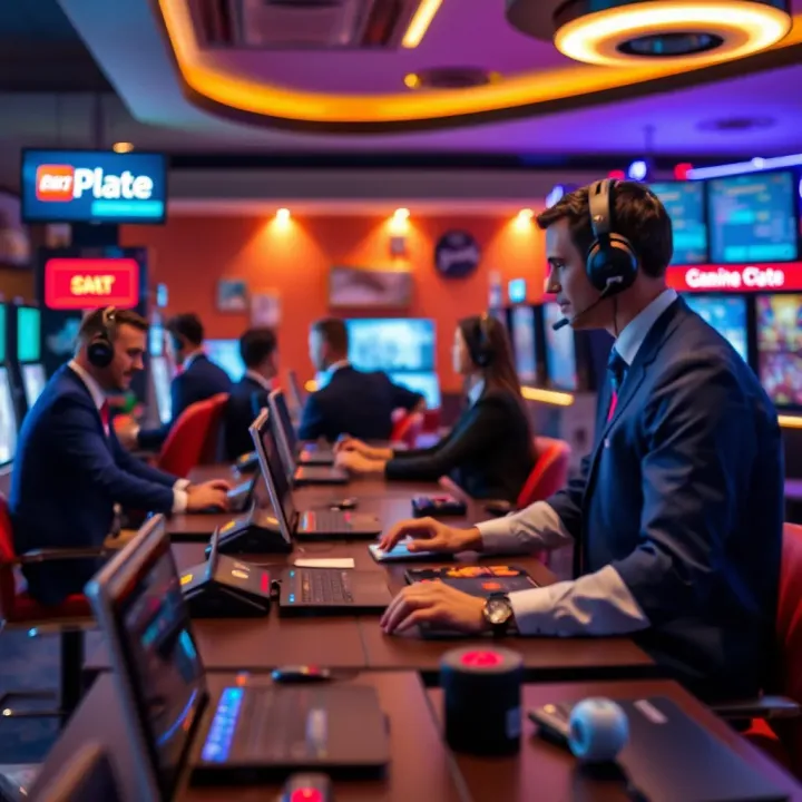Illustration of digital communication technology connecting players and support agents