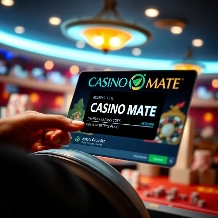 Illustration of a digital coupon code being redeemed on an online casino platform