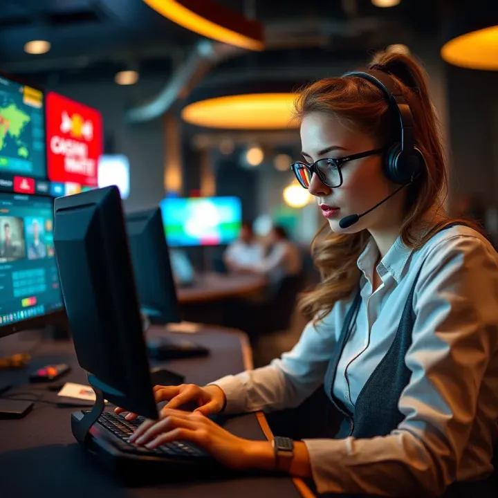 Casino Mate Customer Support Assistance Customer support representative assisting with online account queries on Casino Mate