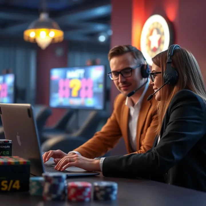 Customer support agent assisting a player through live chat on a laptop