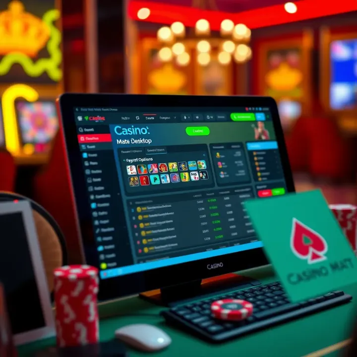 Display of Casino Mate desktop account management and payment options interface