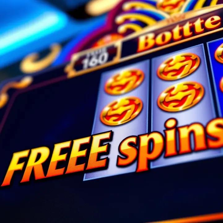 Close-up of casino game interface showing free spins feature and bonus credits