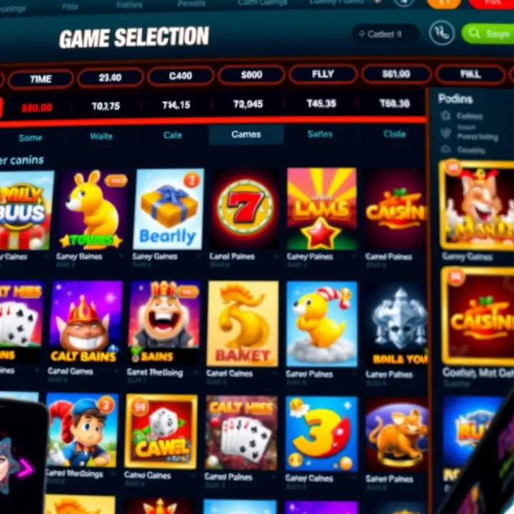 Online casino interface displaying a variety of game options with bright icons and easy navigation