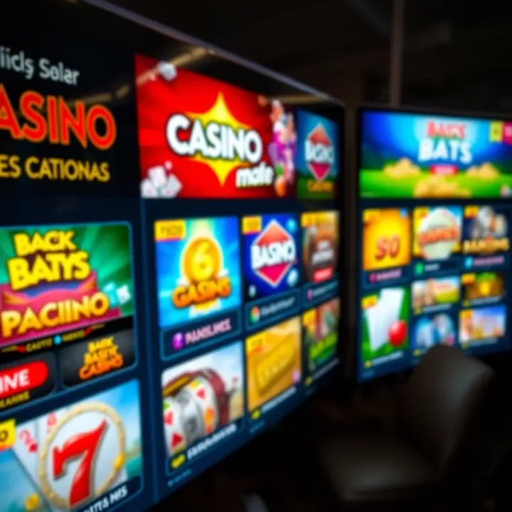 Various casino game icons displayed on a digital platform with promotional banners