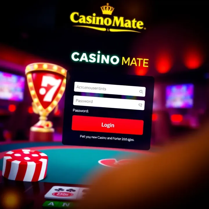 Screenshot of Casino Mate login page showing username and password fields