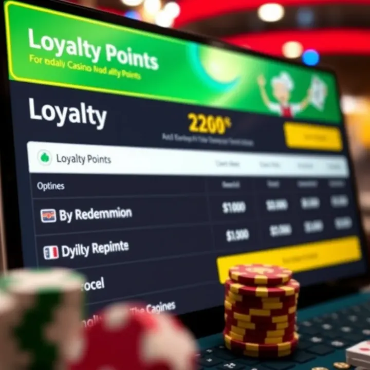Interface showing Casino Mate loyalty points balance and available redemption options