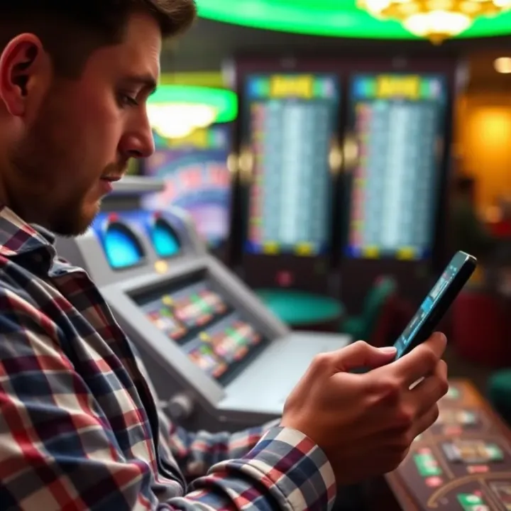 User checking updates on mobile device during online casino downtime
