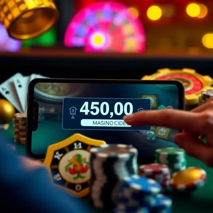 Illustration of a casino bonus code being redeemed on a digital device with casino-themed icons around